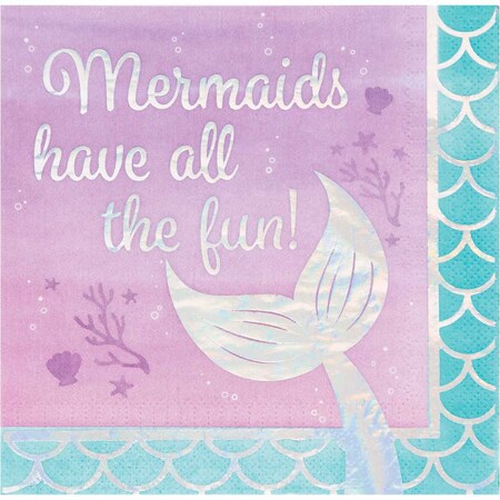 Creative Converting Iridescent Mermaid All The Fun Napkins, 6.5", 192PK 336717